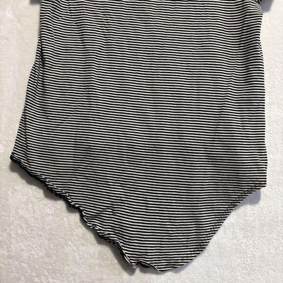 Madewell Knot-Front Tie Black White Stripe Short Sleeve Cotton Women's Tee Small - Picture 7 of 12